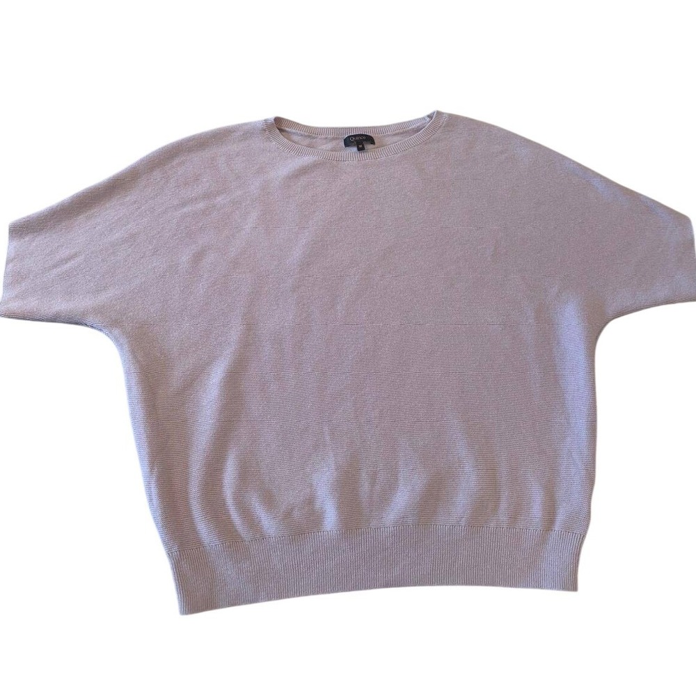Quince Organic Cotton Cashmere Blend Dolman Short Sleeve Sweater Pink Medium